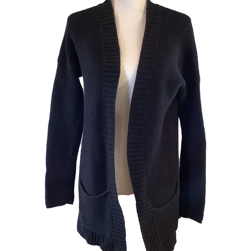 EXPRESS Black Knit Two-Pocket Oversize Sweater Open-Front Cardigan Medium